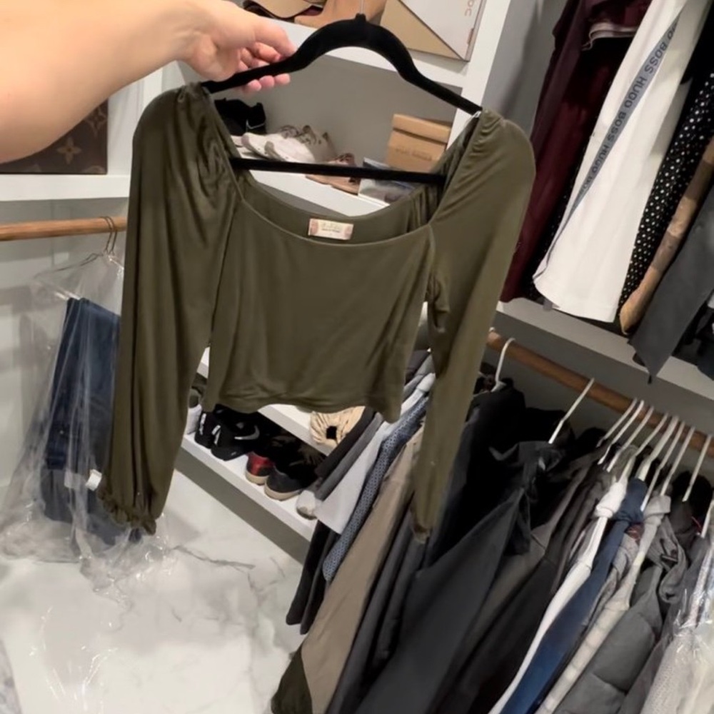 Olive Green Long Sleeve Top